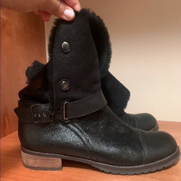 Matt Bernson Tundra Shearling Black Boots 10 - Picture 5 of 11